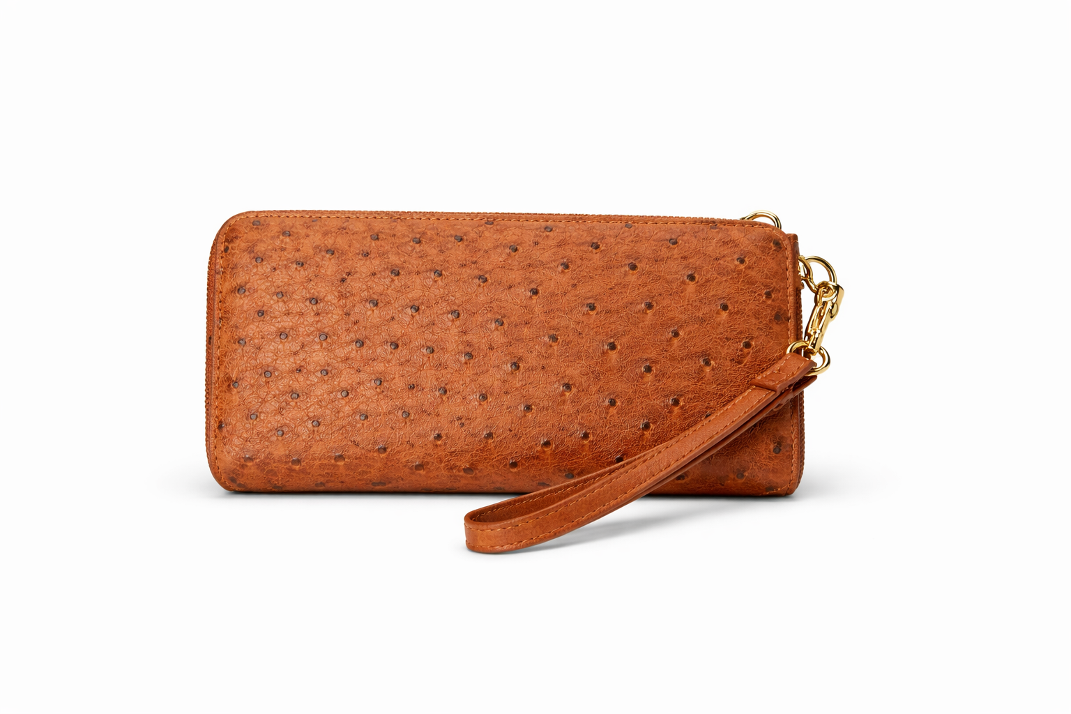 Ostrich Embossed Zip-Around Wristlet