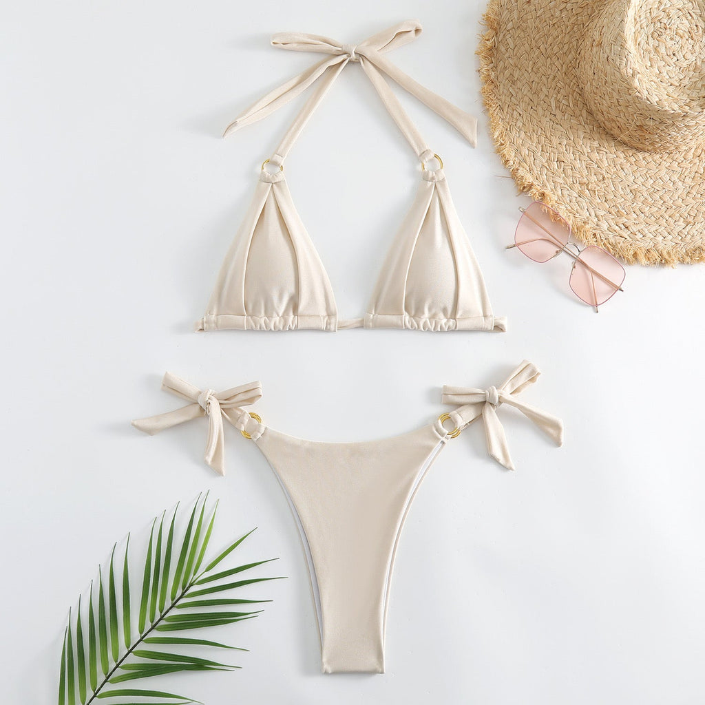 Ring Detail Halter Bikini Set