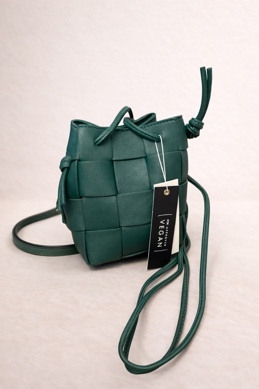 Forest Green Woven Bucket Bag