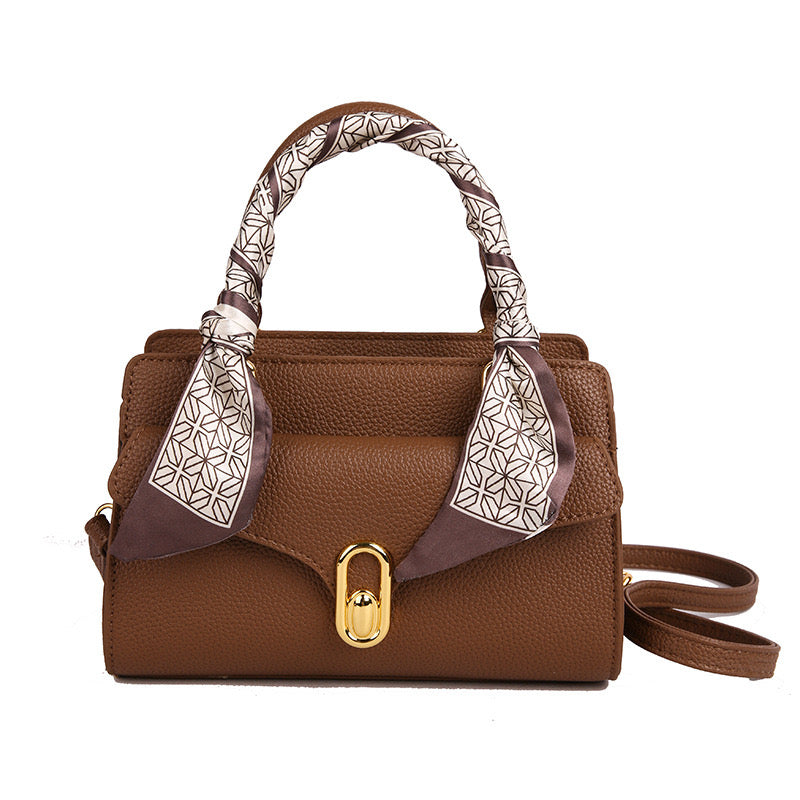 Scarf Handle Satchel Bag