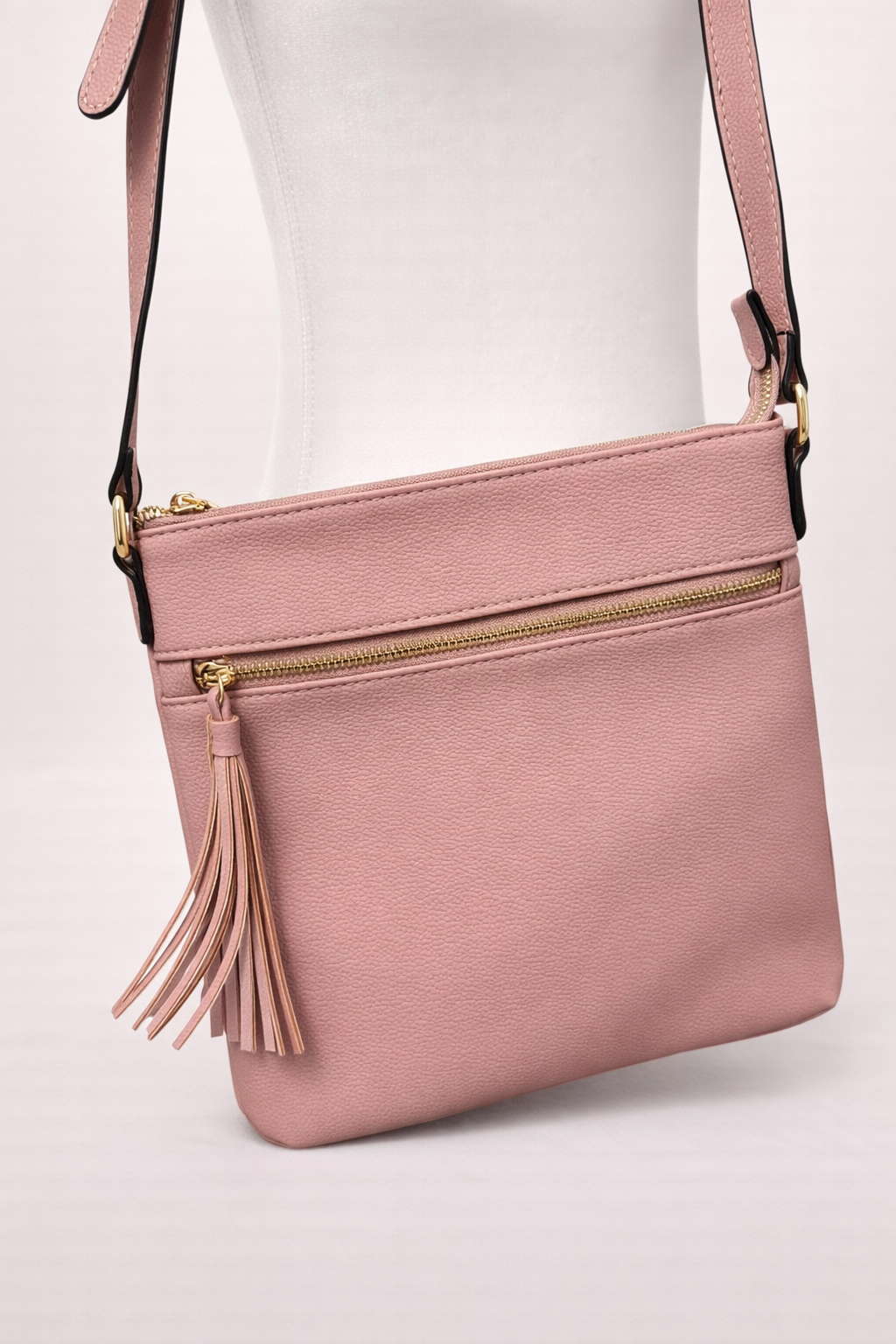 Blush Tassel Zip Crossbody