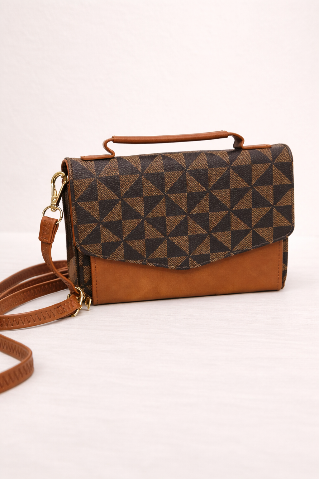 Geometric Print Top Handle Crossbody