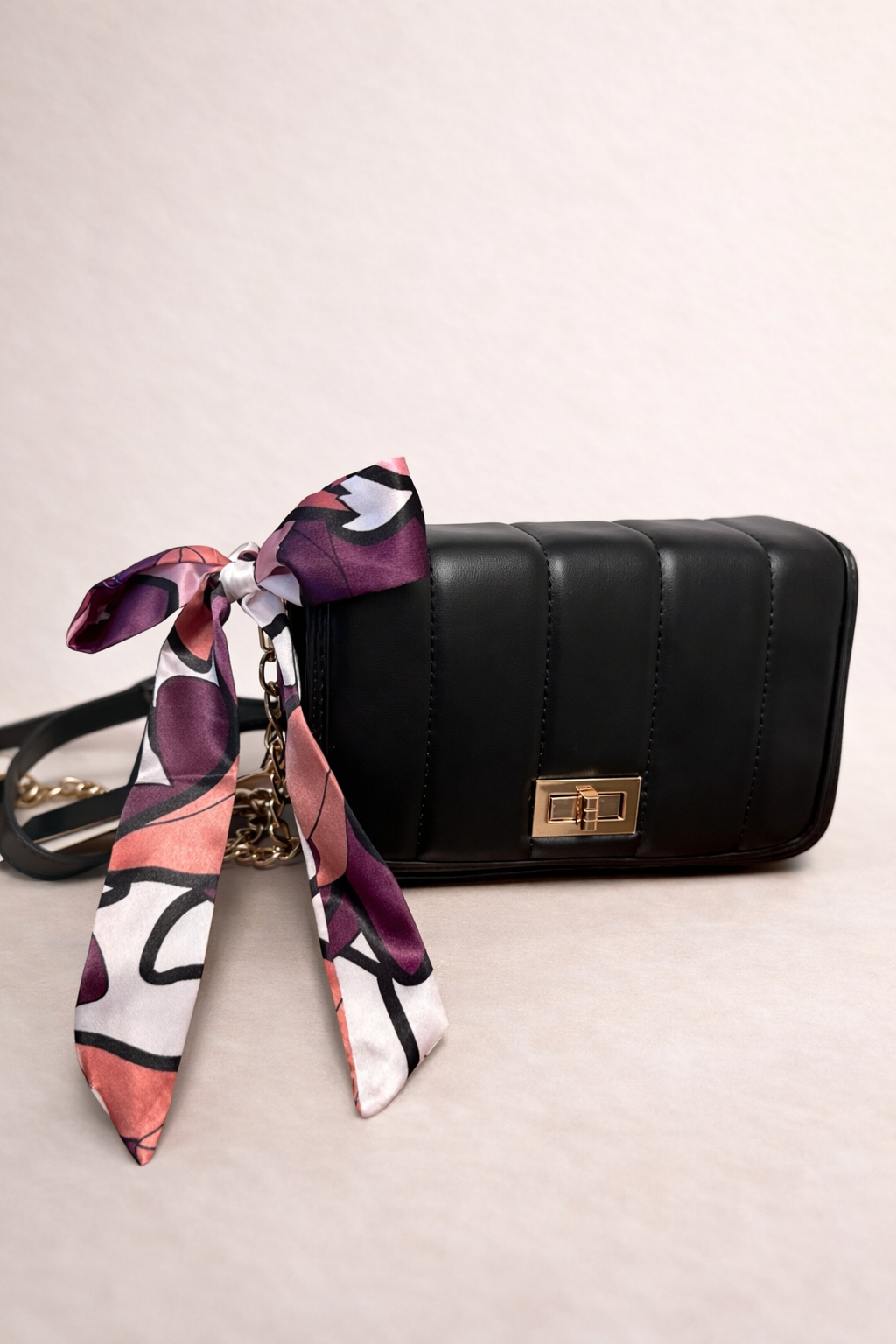 Black Quilted Chain Crossbody