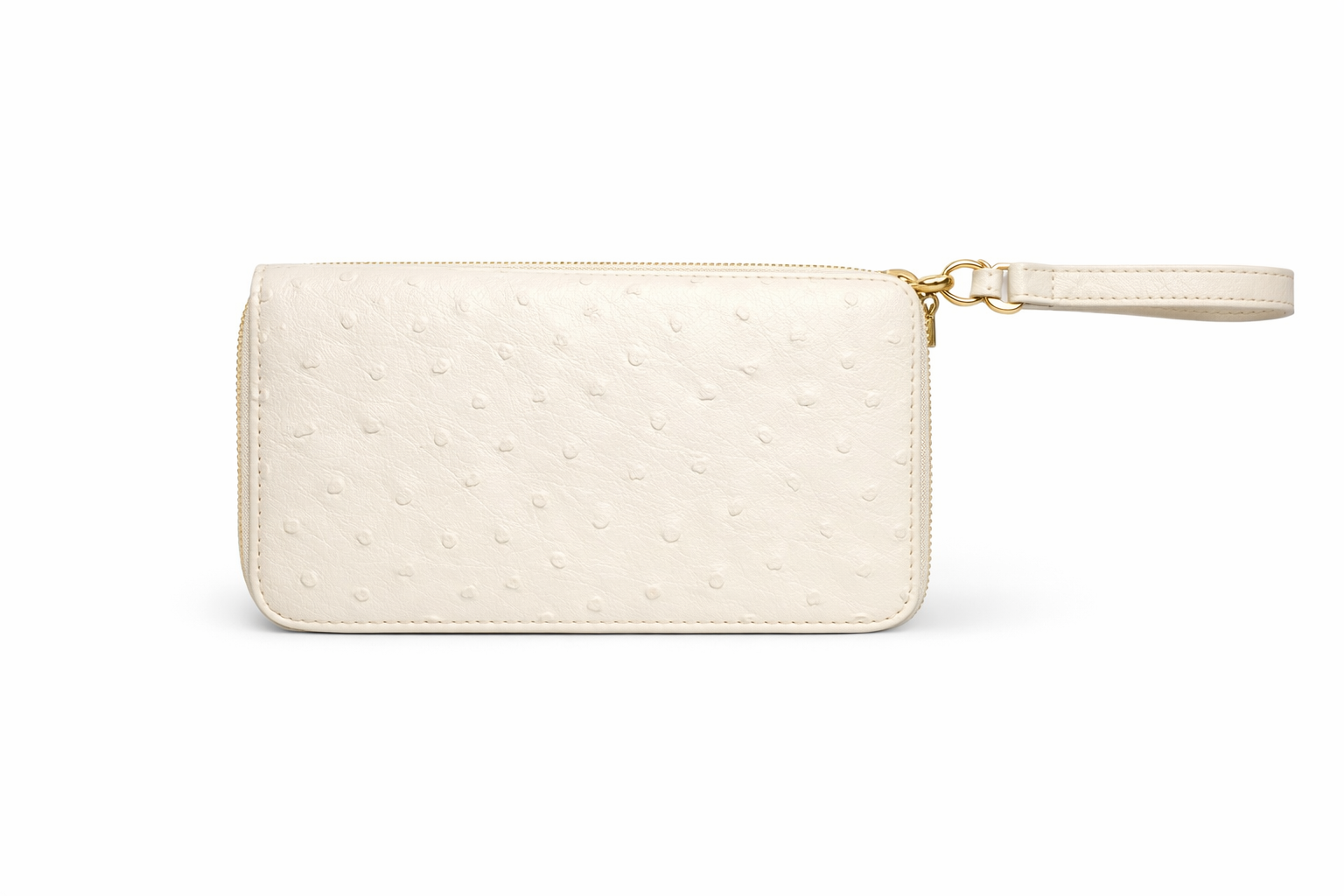Ostrich Embossed Zip-Around Wristlet