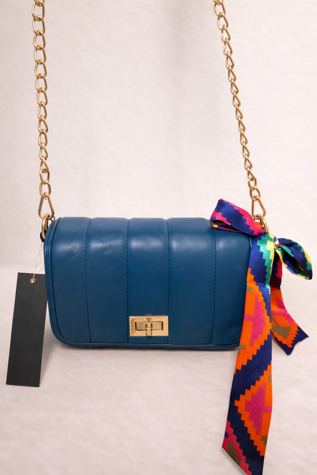 Dark Teal Quilted Chain Crossbody