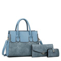 Sky Blue Croc 3-Piece Handbag Set