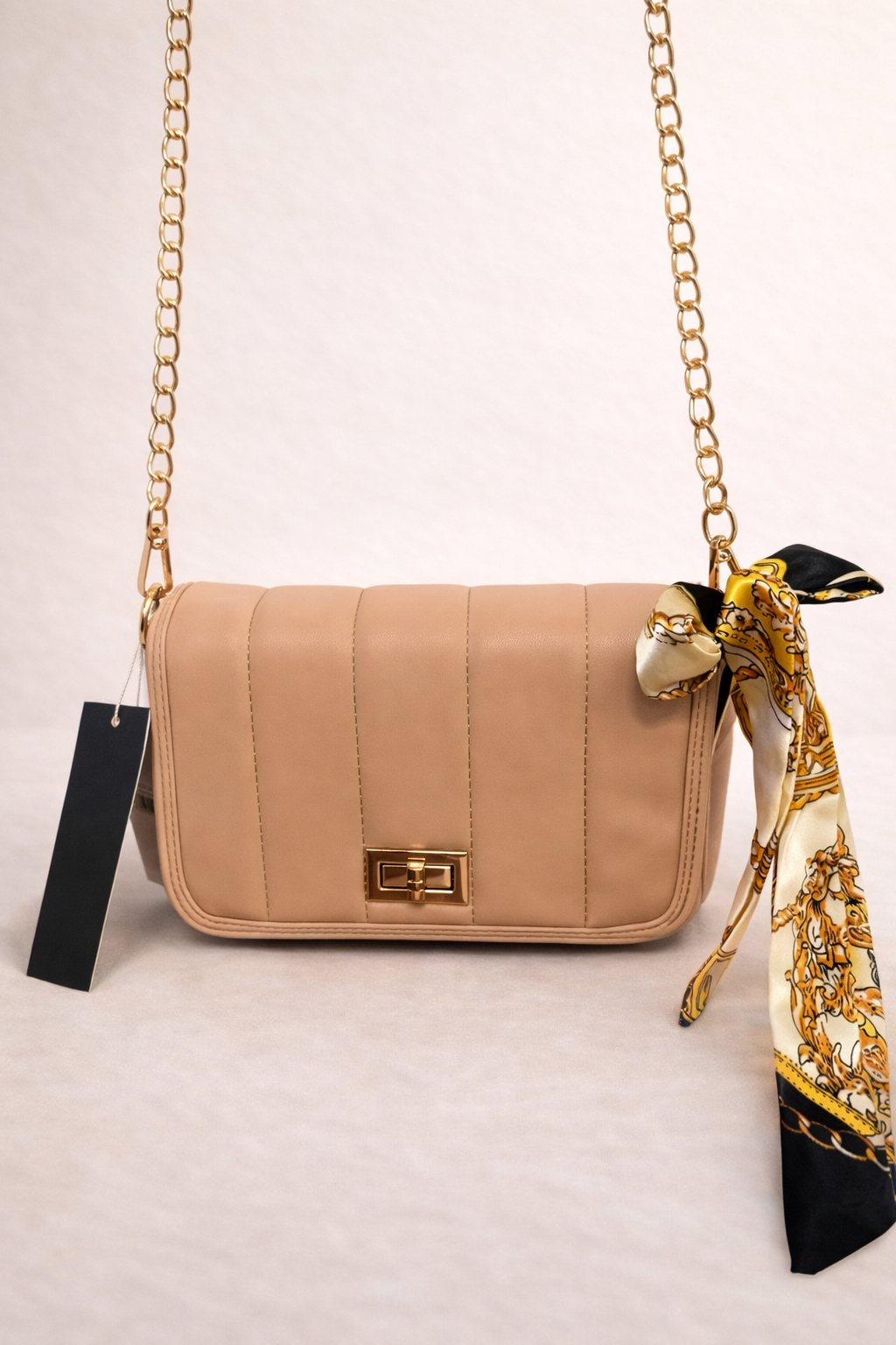 Nude Quilted Chain Crossbody