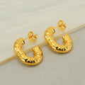 Gold Hammered C-Hoop Earrings