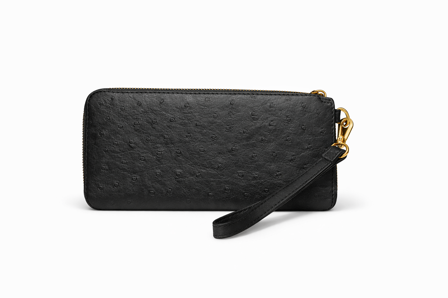 Ostrich Embossed Zip-Around Wristlet