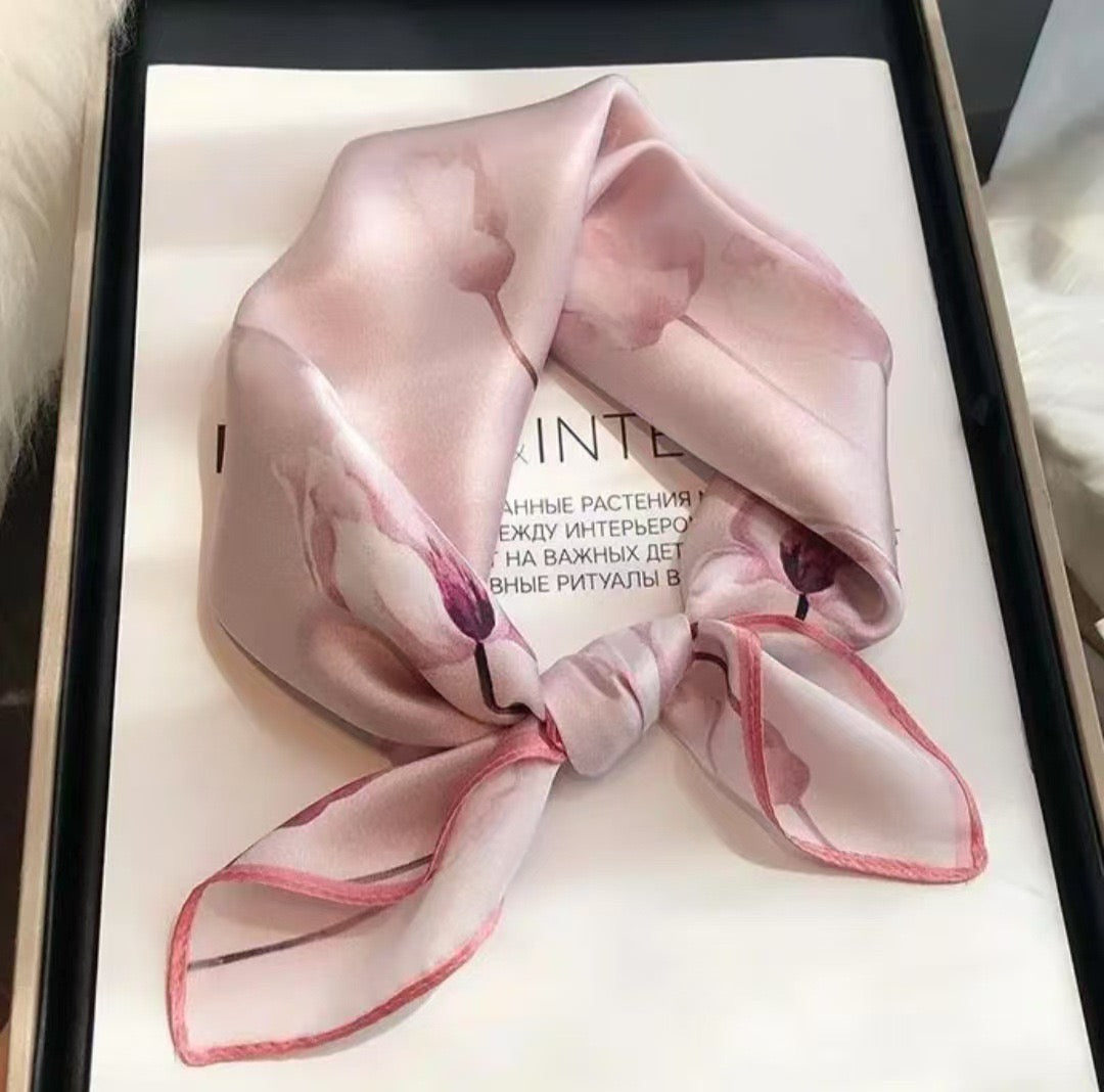 Blush Tulip Print Silky Scarf